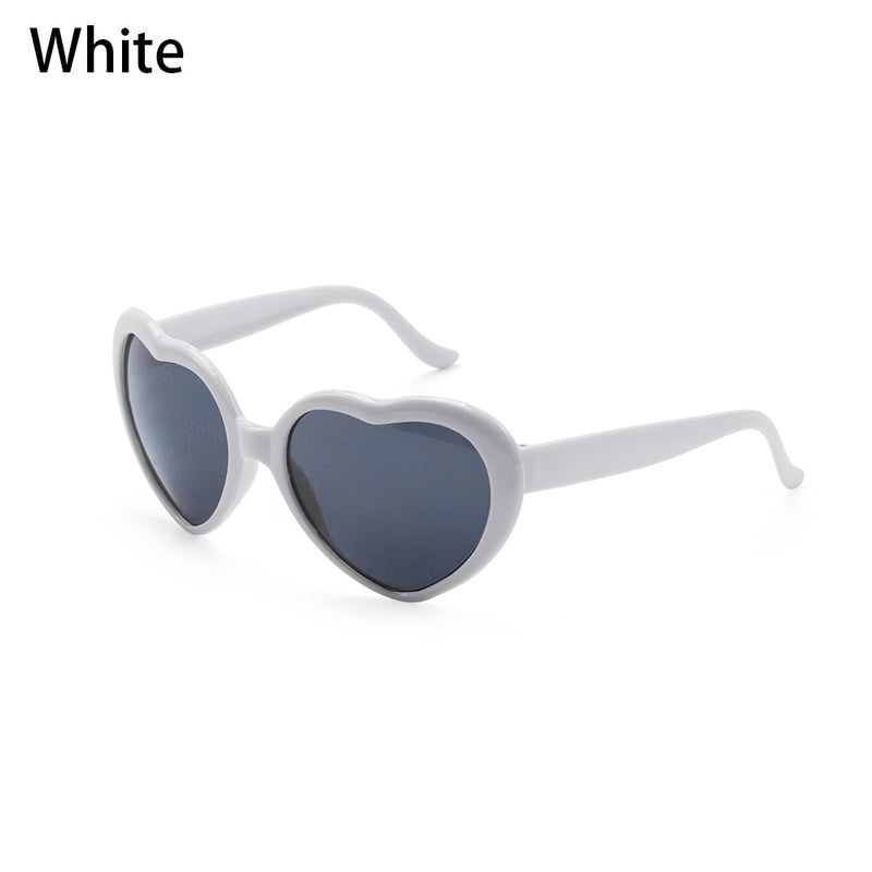 Óculos de Sol Amor com efeitos especiais Love Heart Sunglasses Women Watch The Lights Change to Heart Shape At Night Diffraction Glasses Cardioid Light Effect Eyewear