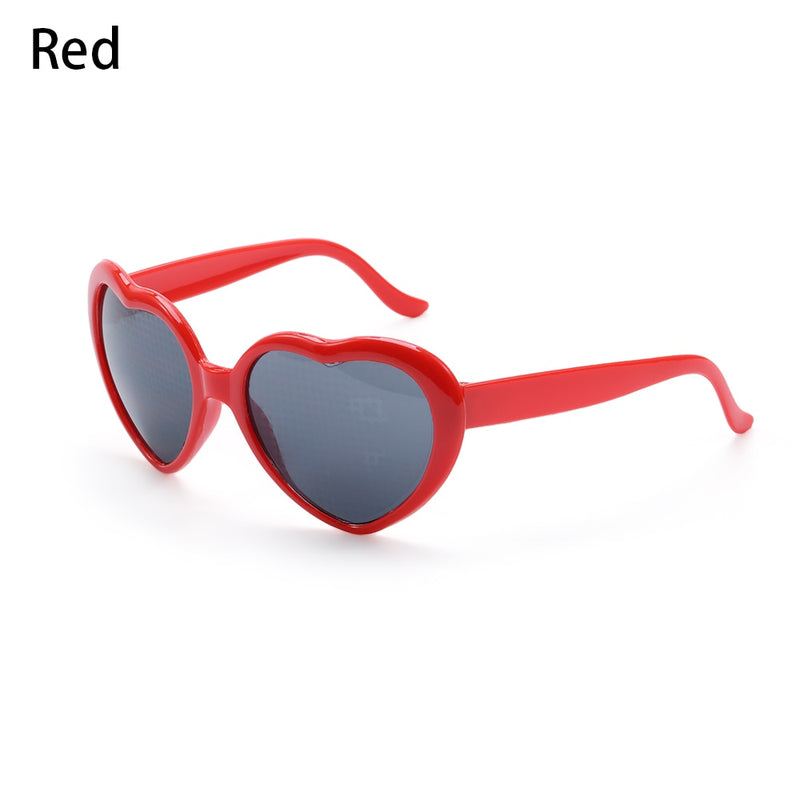 Óculos LOVE com efeitos especiais Love Heart Sunglasses Women Watch The Lights Change to Heart Shape At Night Diffraction Glasses Cardioid Light Effect Eyewear