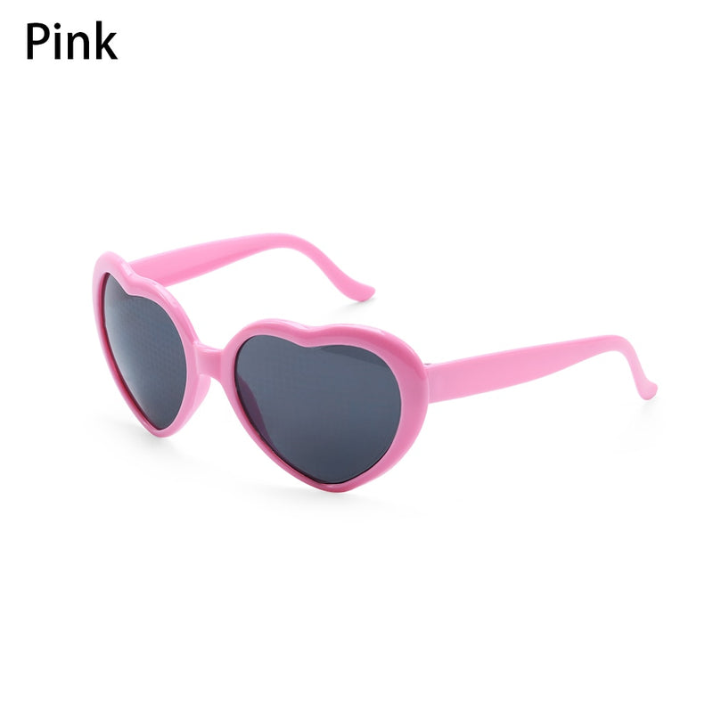 Óculos de Sol Amor com efeitos especiais Love Heart Sunglasses Women Watch The Lights Change to Heart Shape At Night Diffraction Glasses Cardioid Light Effect Eyewear