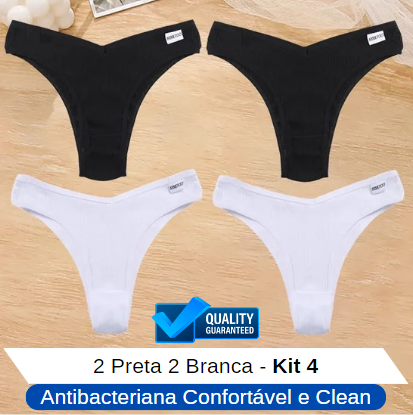 Calcinha Antibacteriana Ergonômica Algodão Kit 4 Peças