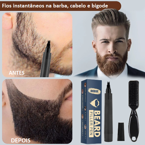 Kit Caneta MaxiBarba® + Escova  para preenchimento natural da barba