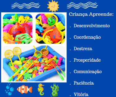 Jogo de pescaria para crianças com peixinhos magnéticos