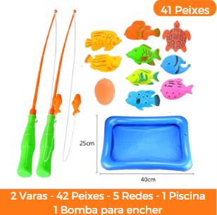 Jogo de pescaria para crianças com peixinhos magnéticos